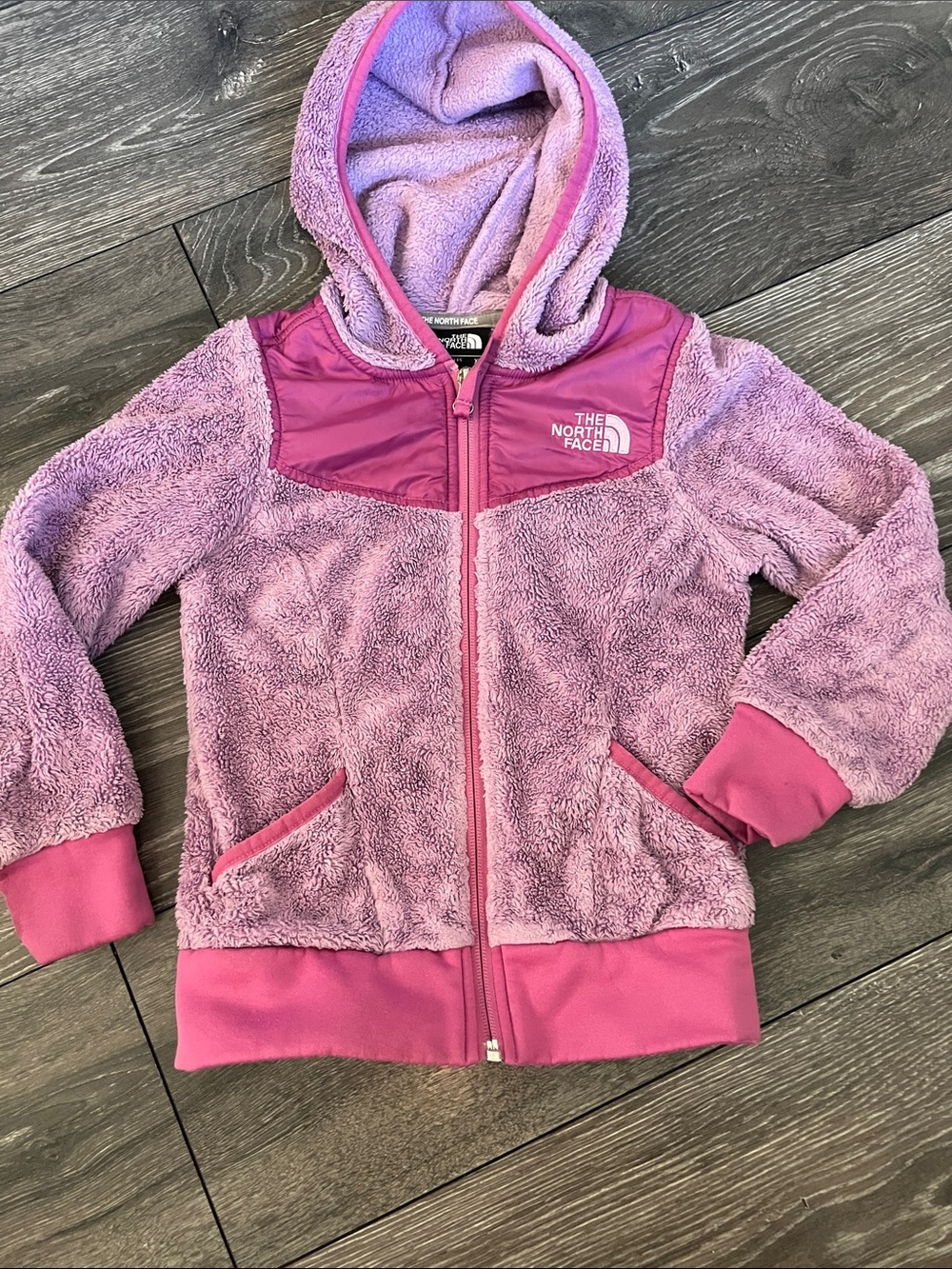 The North Face Girls' Lavender Pink Sherpa Zip Hoodie - Picture 1 of 4